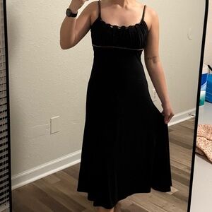 Jones New York Y2K Beaded Spaghetti Strap Black Midi Dress 10